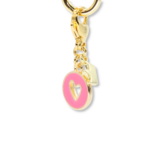 Heart Coin Charm, Hot Pink