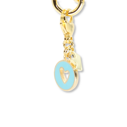 Heart Coin Charm, Light Blue