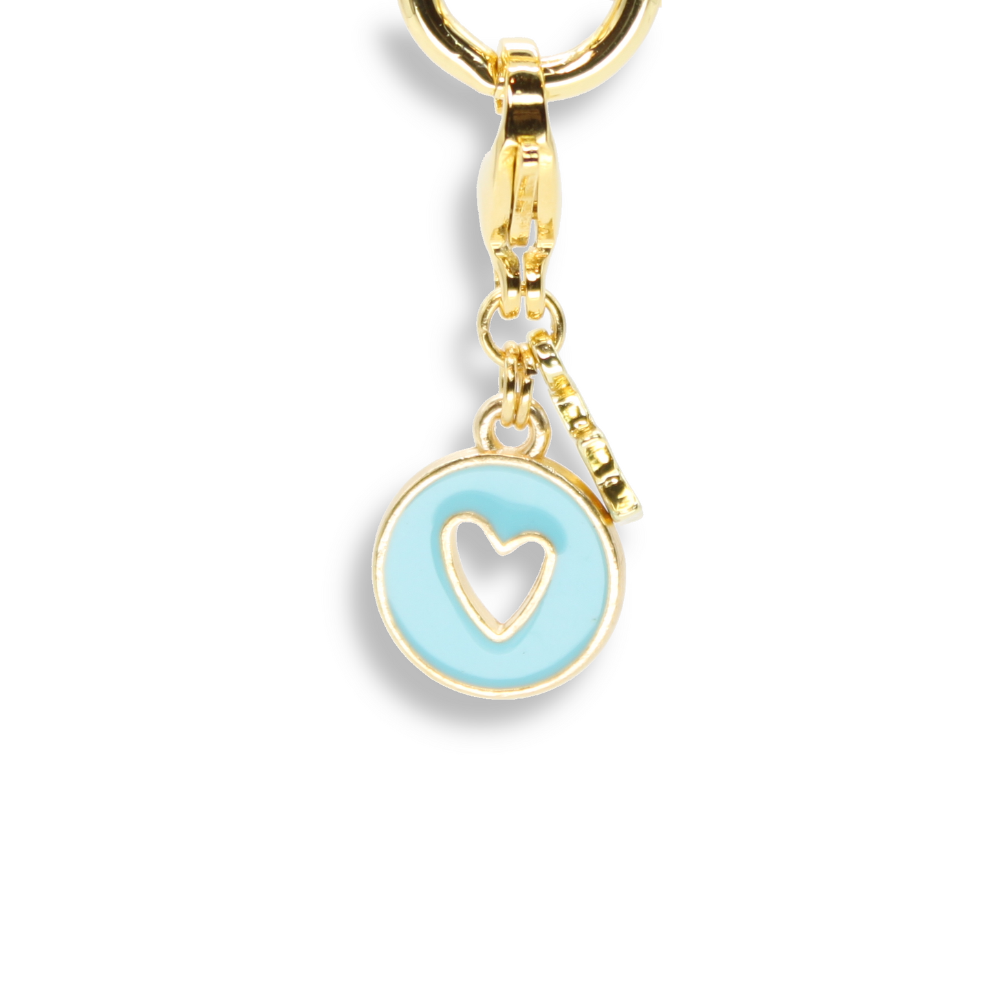 Heart Coin Charm, Light Blue