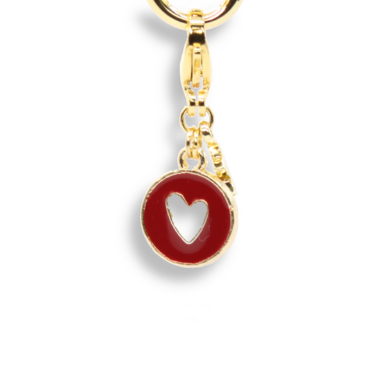 Heart Coin Charm, Red