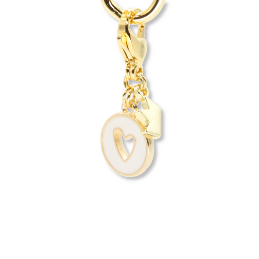 Heart Coin Charm, White