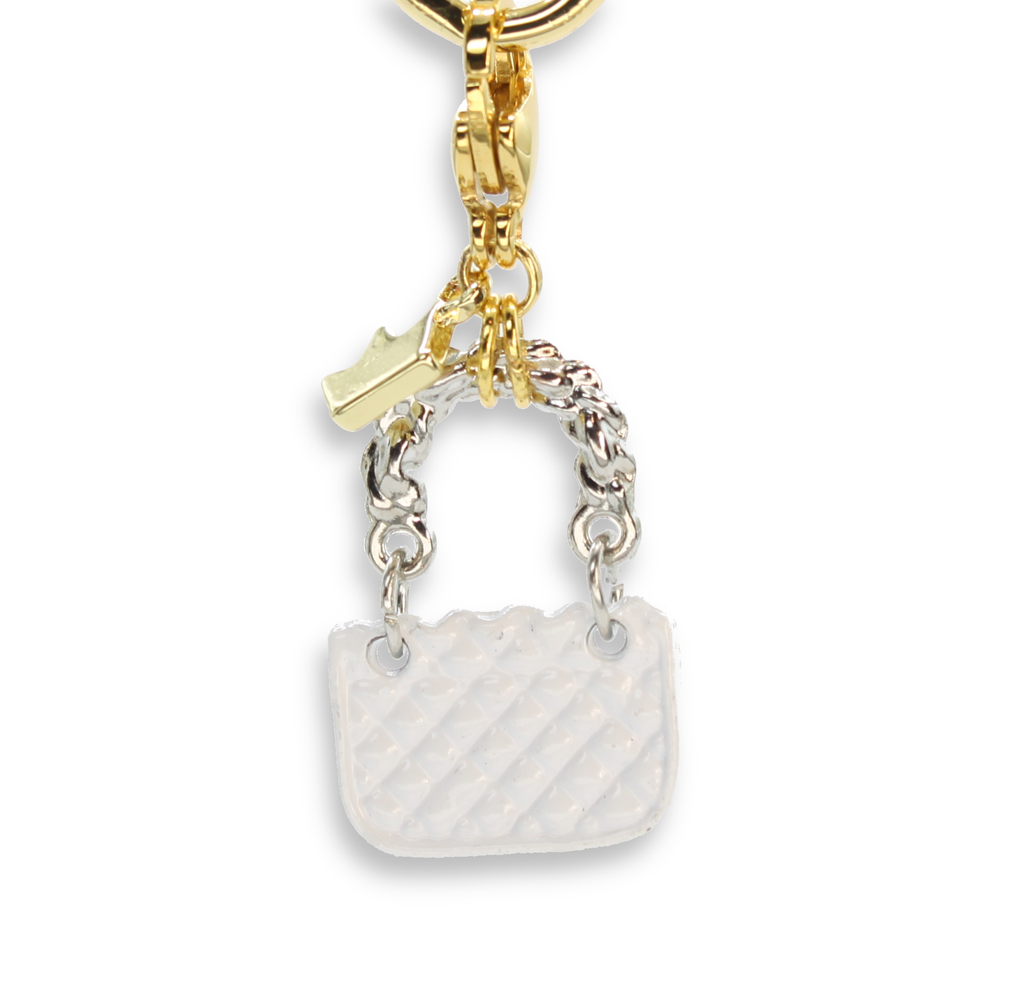 Camellia Quilted Handbag Charm, White