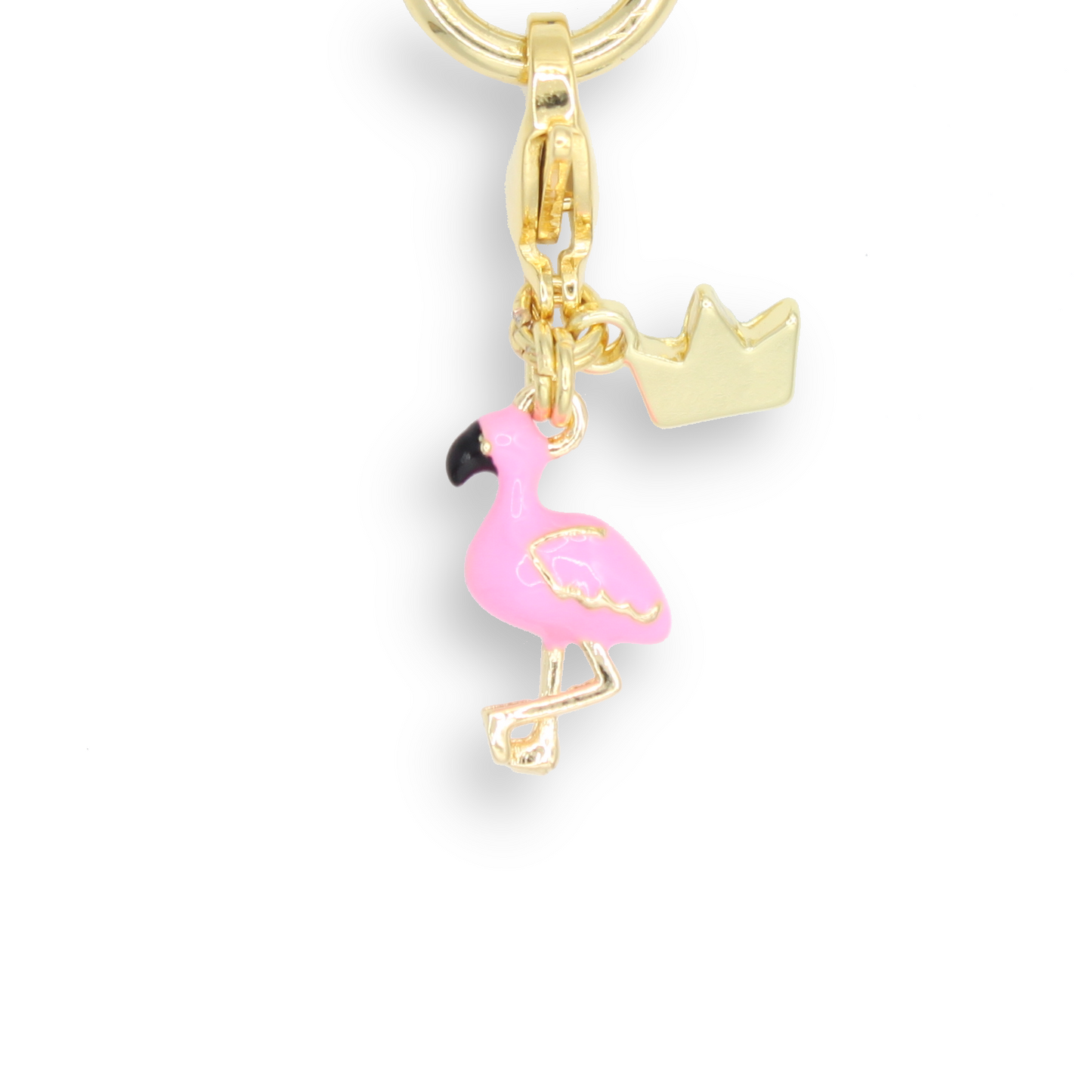 18K Gold Plated Flamingo Charm, Light Pink