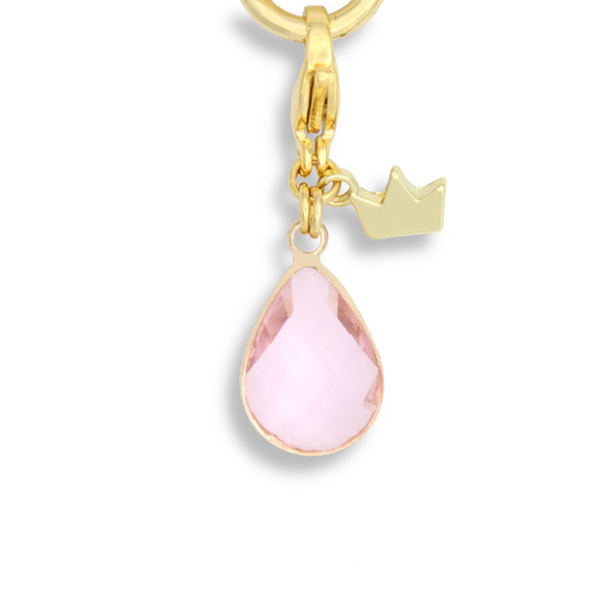 Waterdrop Glass Crystal Charm, Light Pink