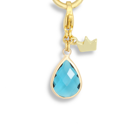 Waterdrop Glass Crystal Charm, Teal