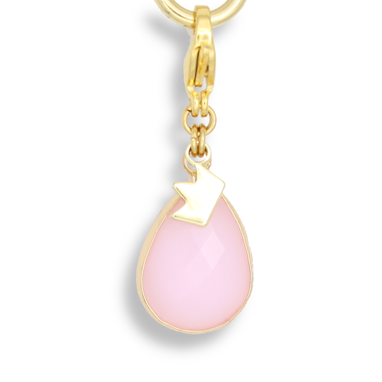 Waterdrop Jade Crystal Charm(L), Light Pink