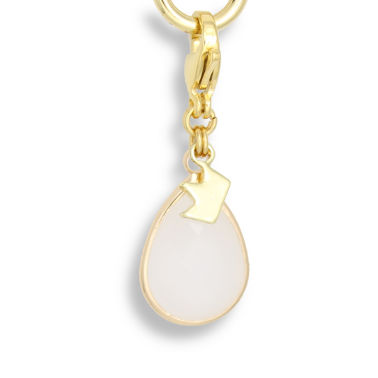 Waterdrop Jade Crystal Charm(L), White