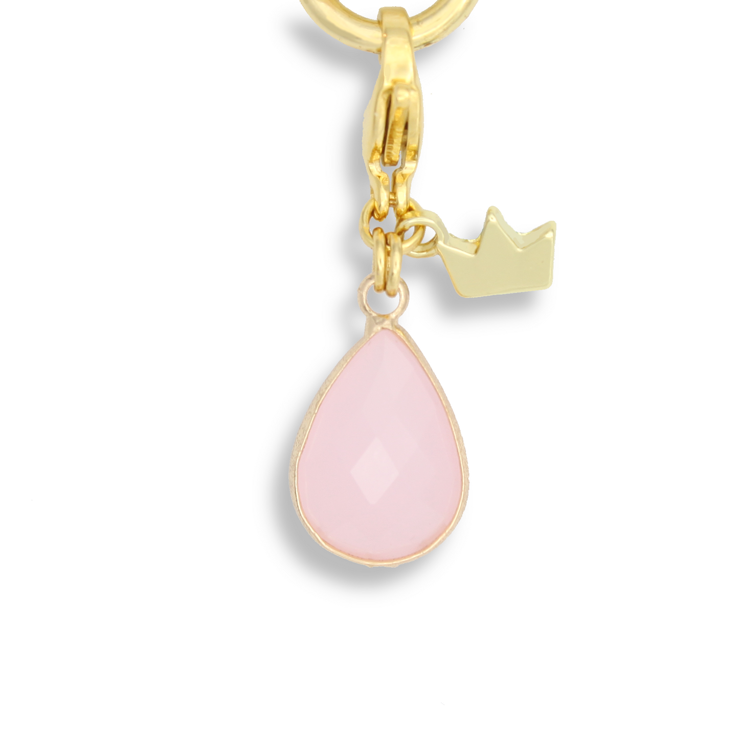 Waterdrop Jade Crystal Charm, Light Pink