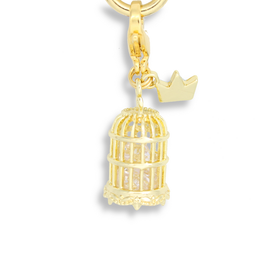 18K Gold Plated Bird Cage Charm