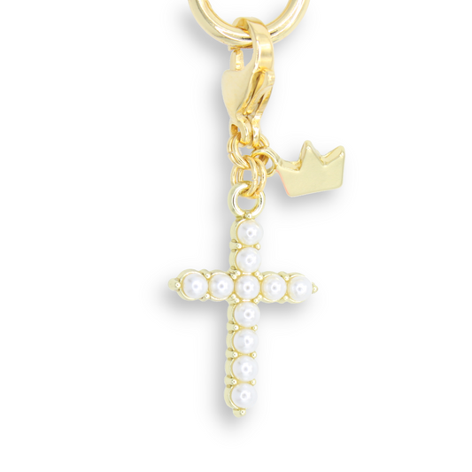 Pearl Cross Charm