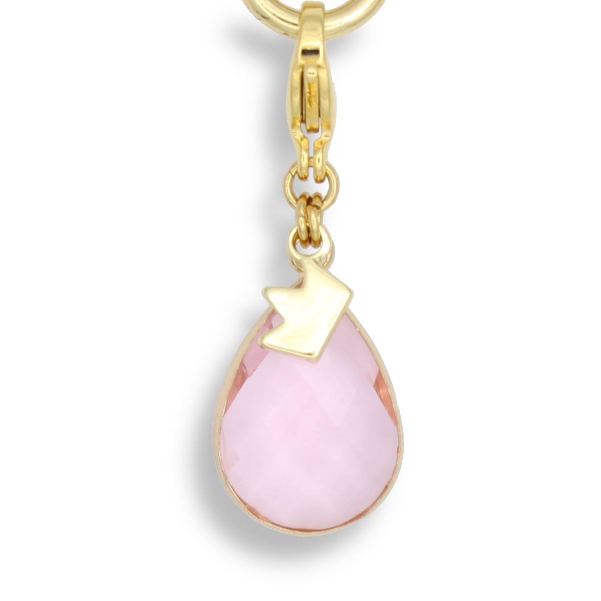 Waterdrop Glass Crystal Charm(L), Light Pink