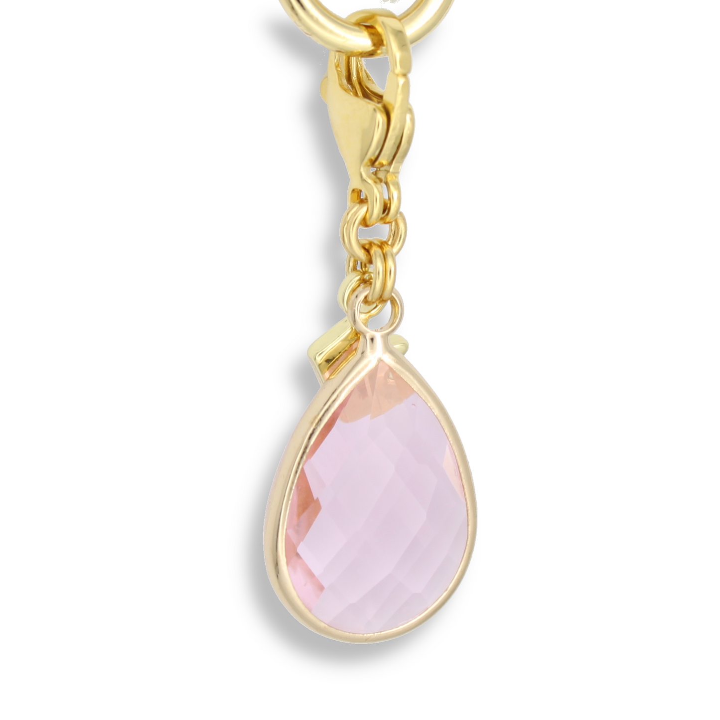 Waterdrop Glass Crystal Charm(L), Light Pink